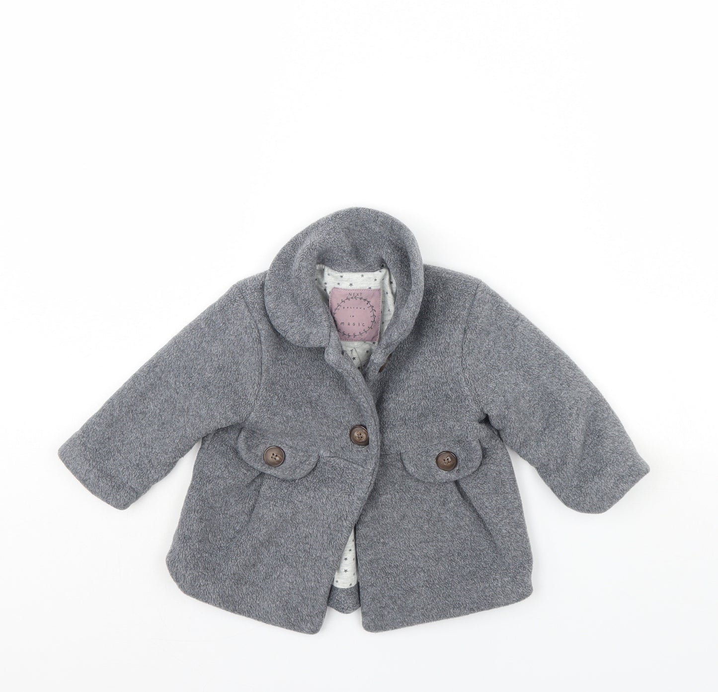 NEXT Girls Grey   Overcoat Coat Size 9-12 Months