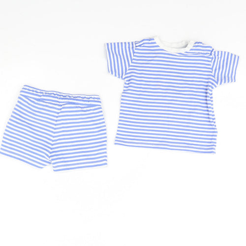 m&s Baby Blue Striped  Shorts Set Outfit/Set Size 9-12 Months
