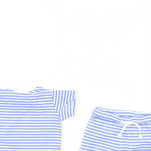 m&s Baby Blue Striped  Shorts Set Outfit/Set Size 9-12 Months