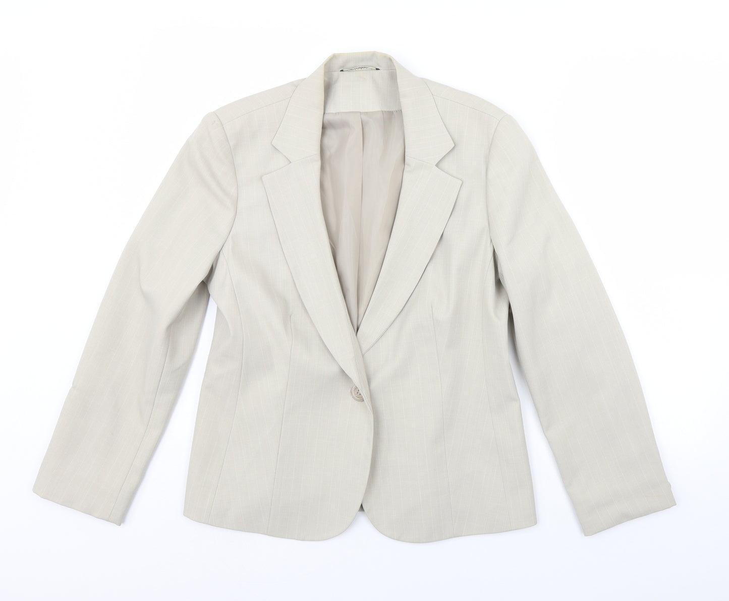 George Womens Beige Striped  Jacket Blazer Size 12  - Shoulder Pads