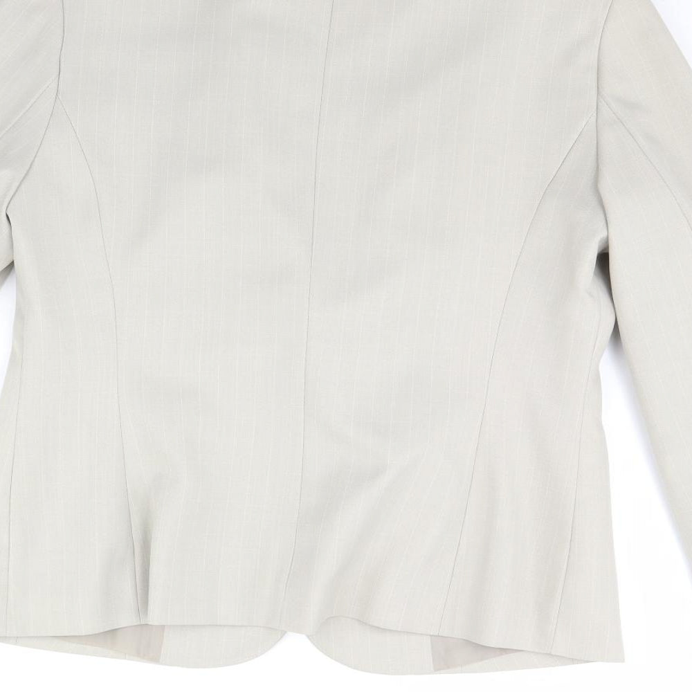 George Womens Beige Striped  Jacket Blazer Size 12  - Shoulder Pads