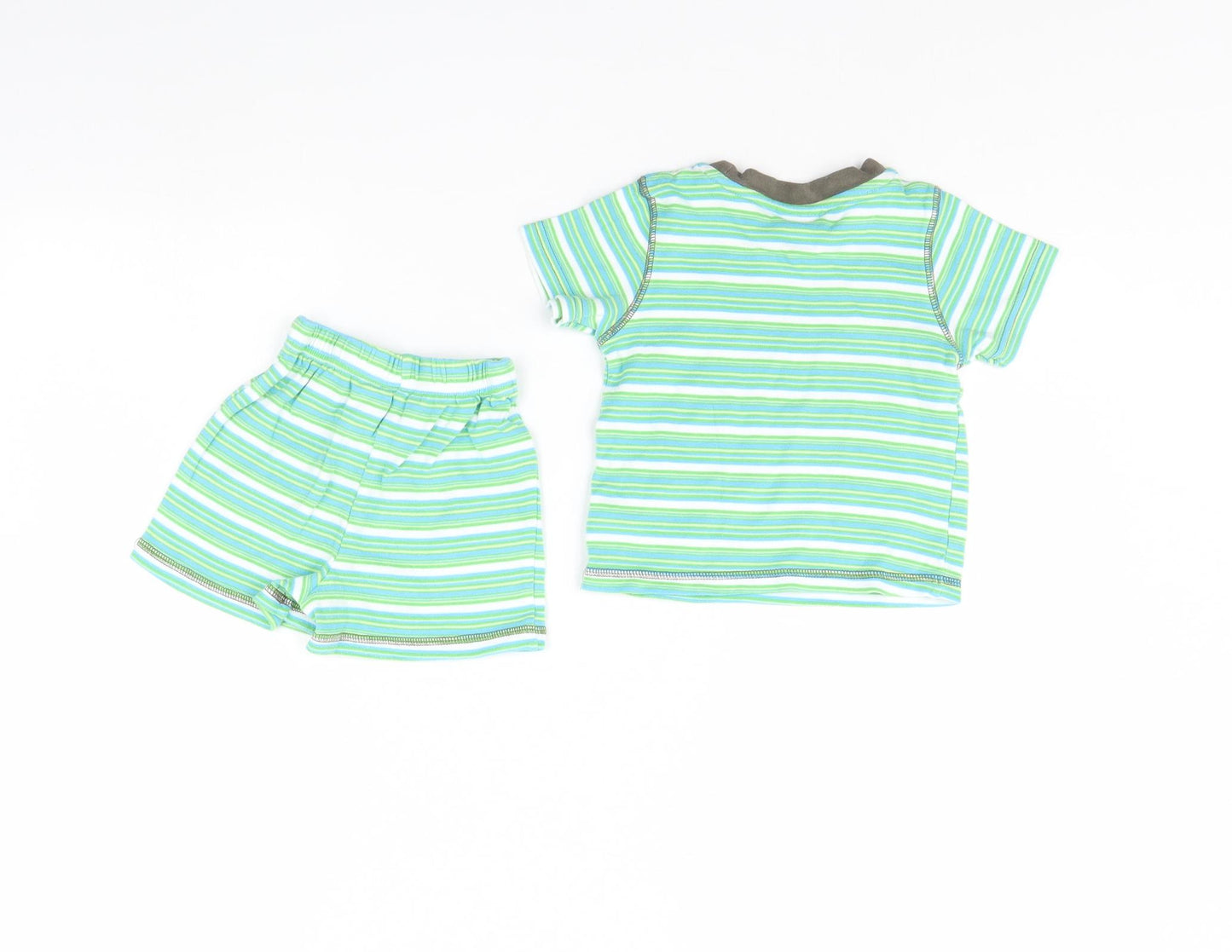 Mini Mode Girls Green Striped  Shorts Set Outfit/Set Size 12 Months