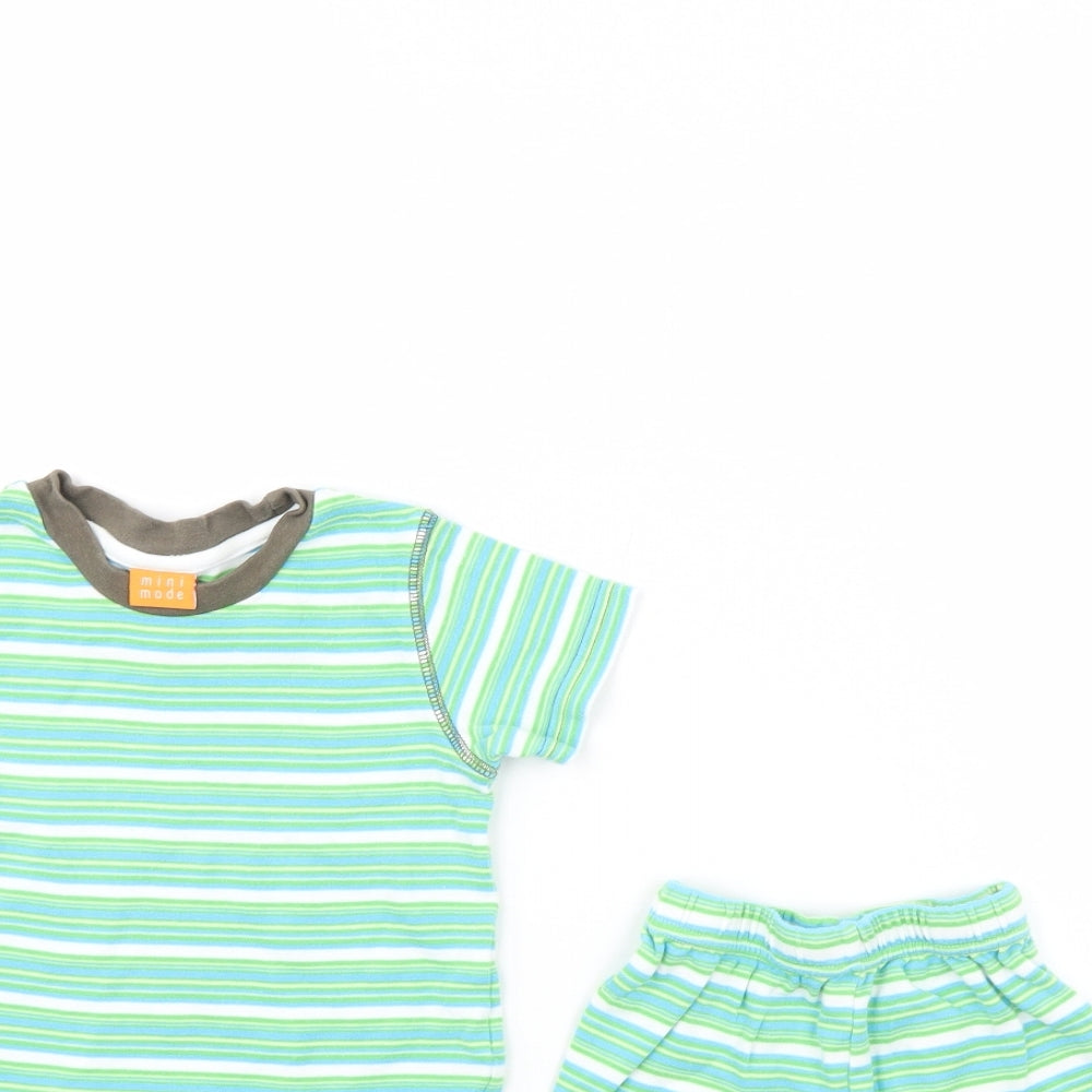 Mini Mode Girls Green Striped  Shorts Set Outfit/Set Size 12 Months