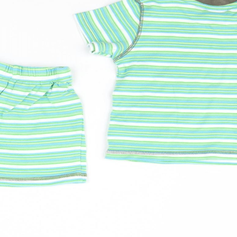 Mini Mode Girls Green Striped  Shorts Set Outfit/Set Size 12 Months