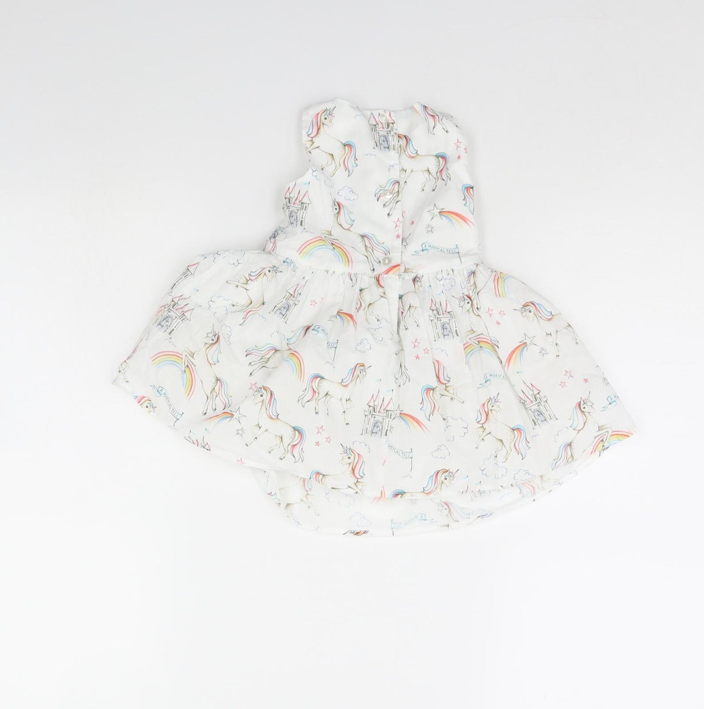 NEXT Girls White Spotted Microfibre Fit & Flare  Size 9-12 Months  - Unicorn