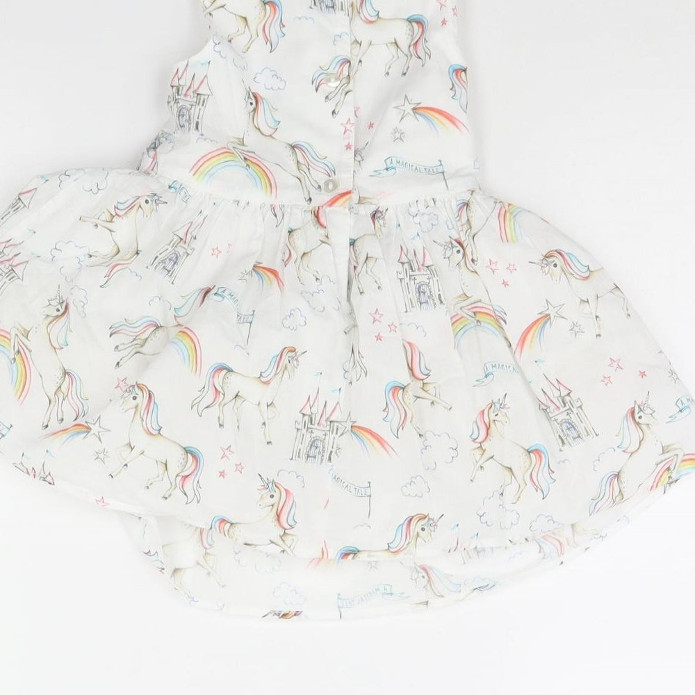 NEXT Girls White Spotted Microfibre Fit & Flare  Size 9-12 Months  - Unicorn