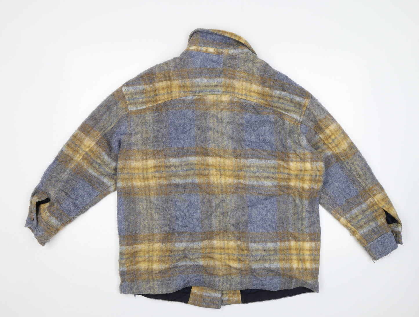 Zara Womens Blue Plaid  Overcoat Jacket Size XS