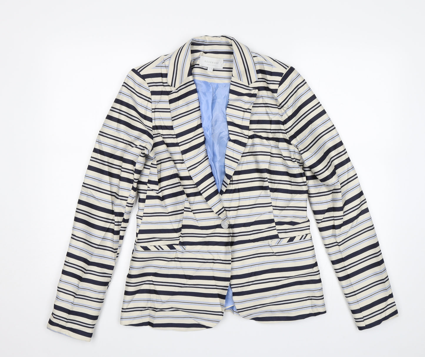 RESERVED Womens White Striped  Jacket Blazer Size 12