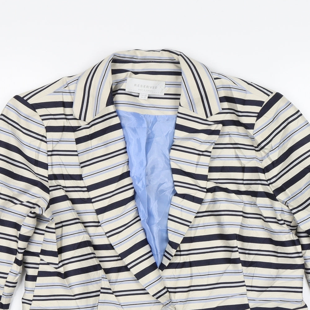 RESERVED Womens White Striped  Jacket Blazer Size 12