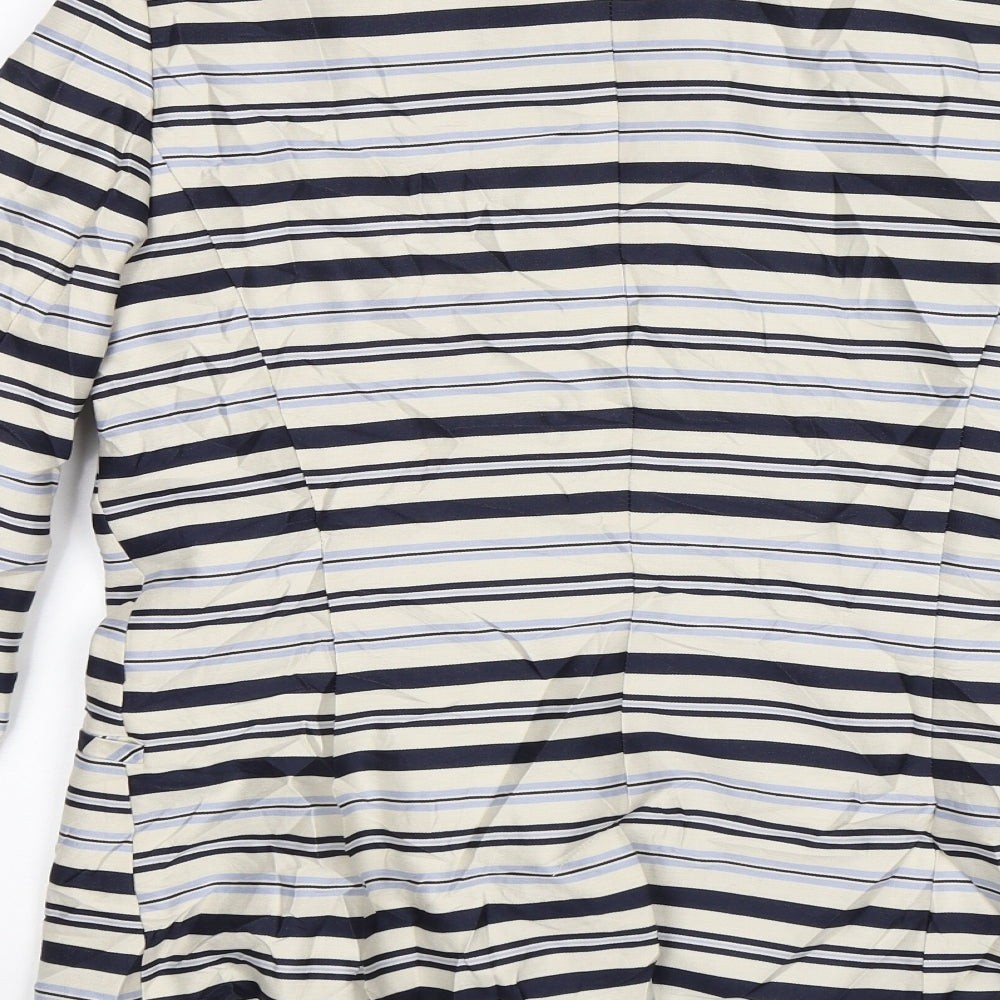 RESERVED Womens White Striped  Jacket Blazer Size 12