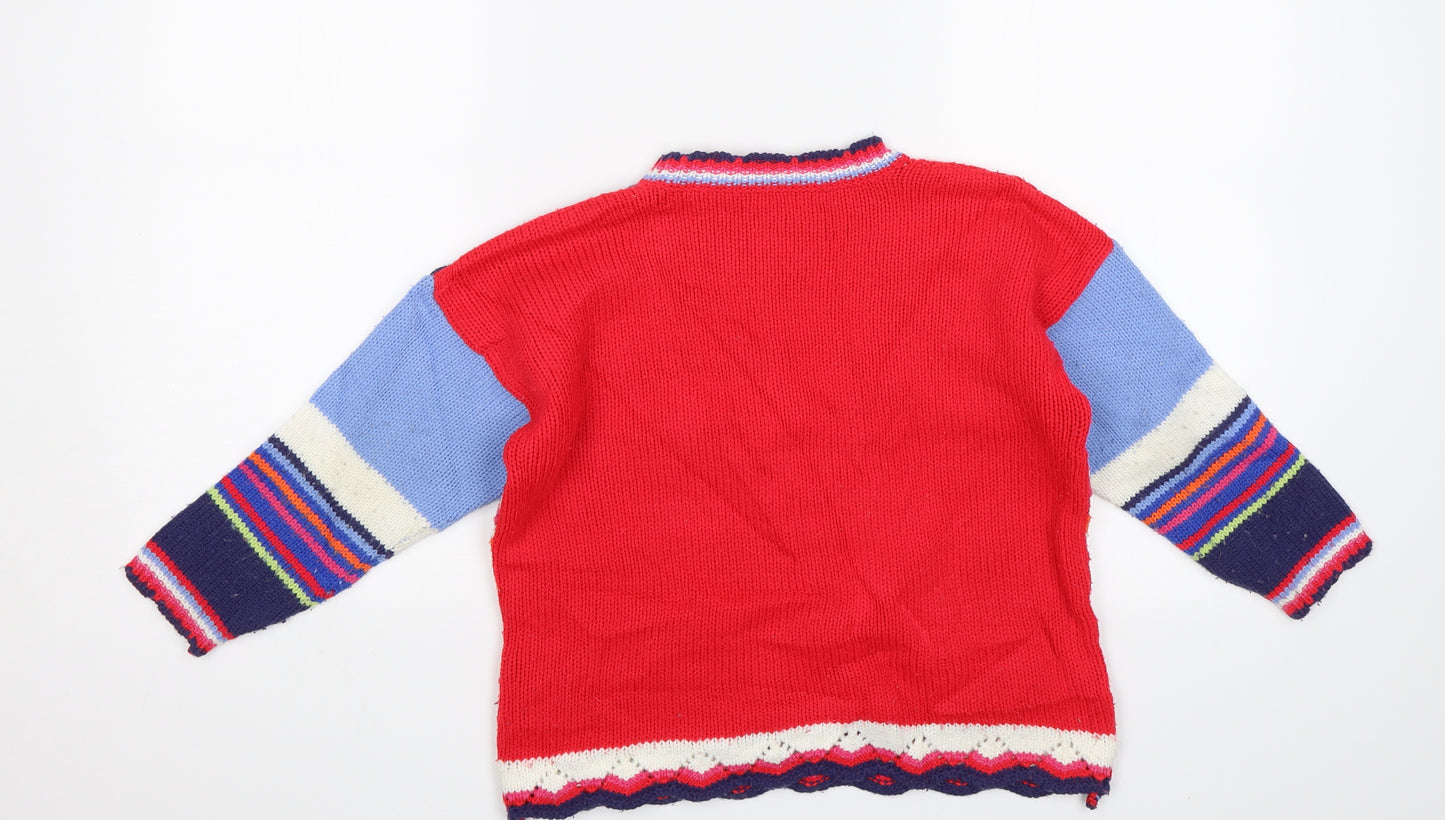 Marks and Spencer Girls Red   Pullover Jumper Size 5-6 Years  - Cat