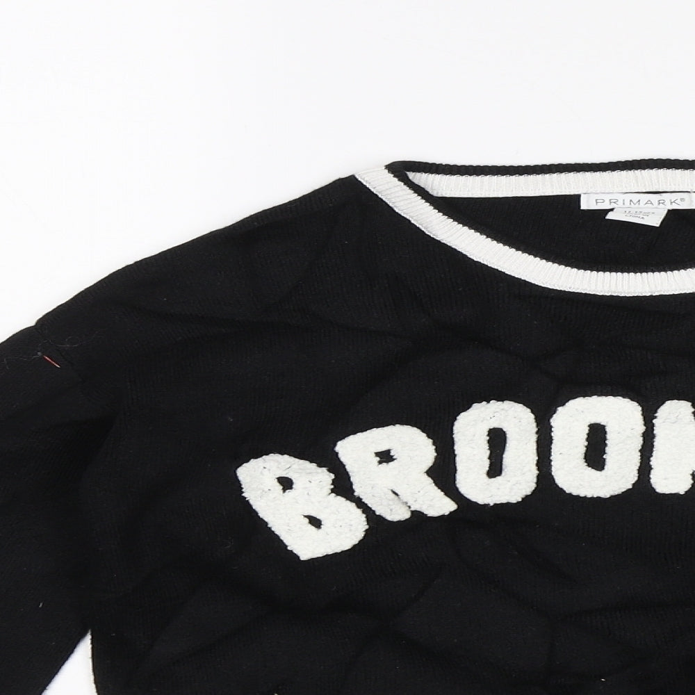 Primark Girls Black   Pullover Jumper Size 11-12 Years  - Brooklyn