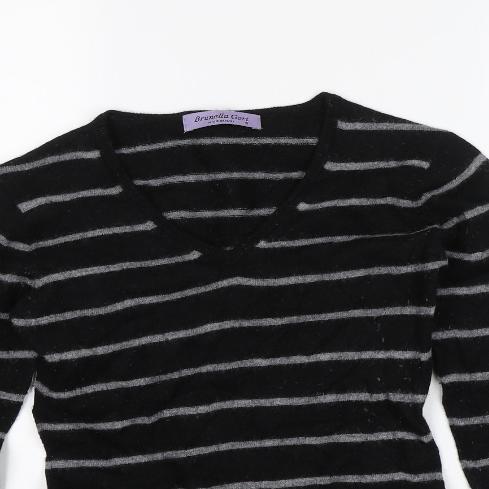 Brunella Gori Womens Black Striped  Pullover Jumper Size S