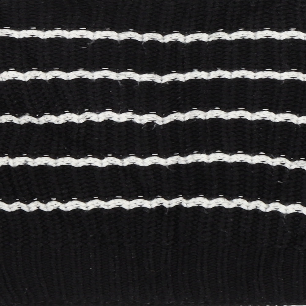 915 Generation Girls Black Striped  Pullover Jumper Size 9 Years  - Cropped