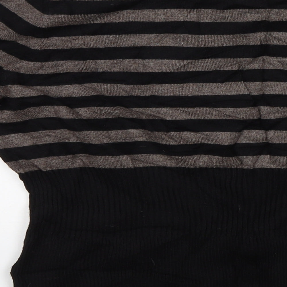 Patrice Breal Womens Black Striped  Pullover Jumper Size 16