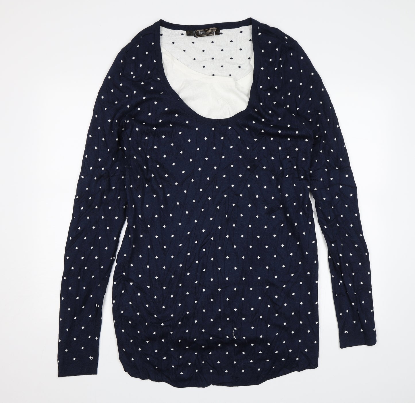BPC Womens Blue Polka Dot  Pullover Jumper Size L