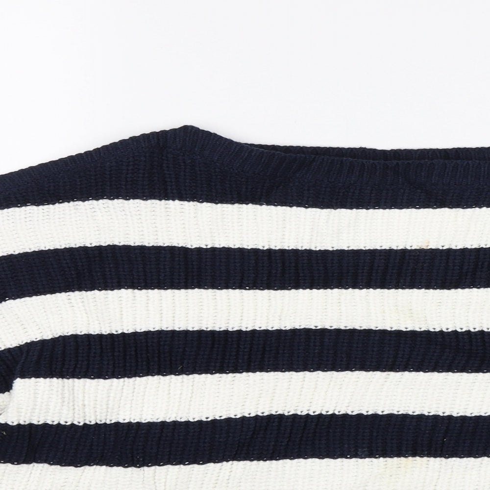 TU Womens White Striped  Pullover Jumper Size 12