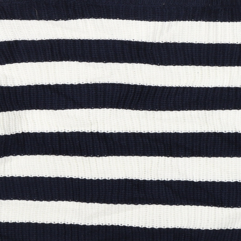 TU Womens White Striped  Pullover Jumper Size 12