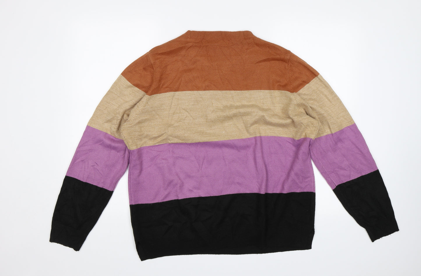 M&S Womens Multicoloured Striped  Pullover Jumper Size 18