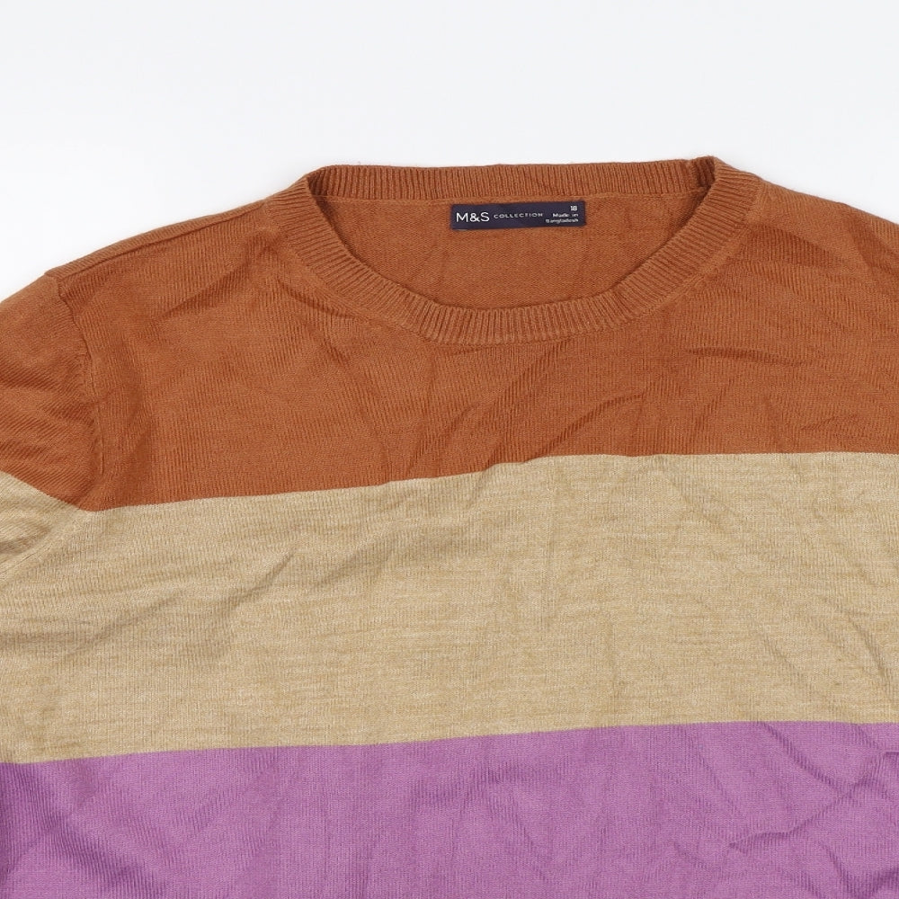 M&S Womens Multicoloured Striped  Pullover Jumper Size 18