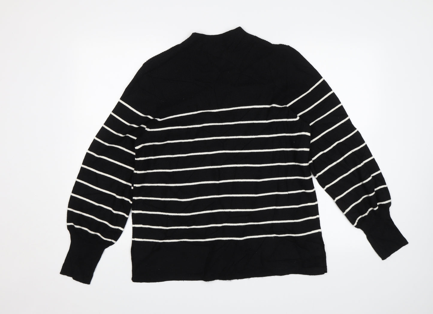 M&S Womens Black Striped  Pullover Jumper Size L