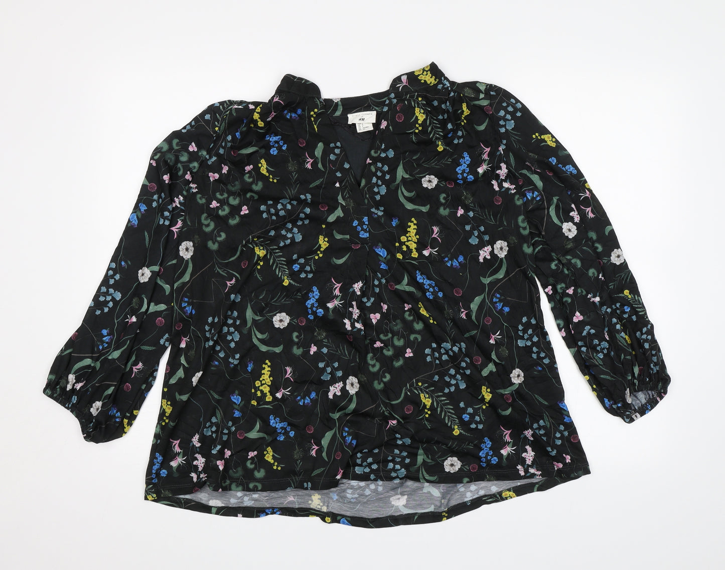 H&M Womens Black Floral  Basic Blouse Size S