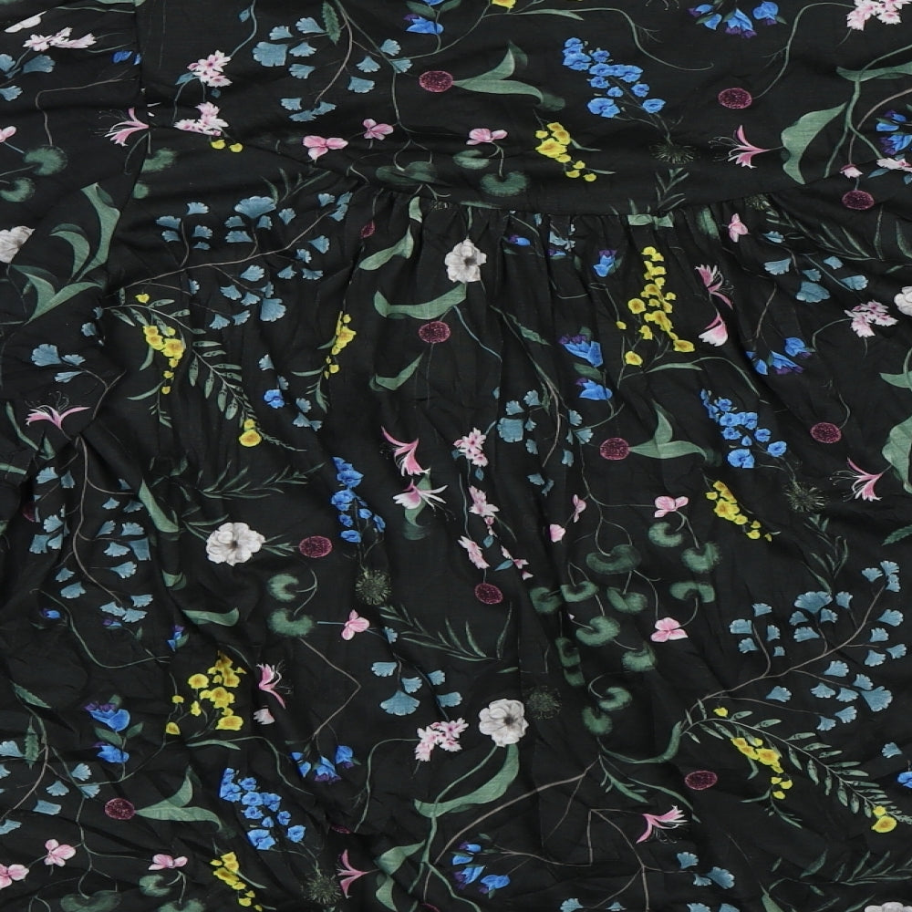 H&M Womens Black Floral  Basic Blouse Size S