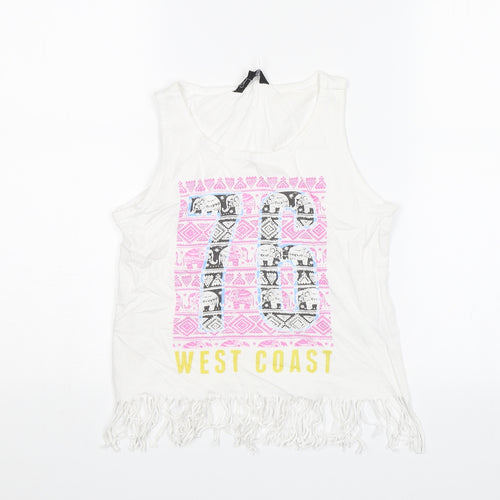 Candy Couture Girls White   Basic Tank Size 10-11 Years  - West Coast