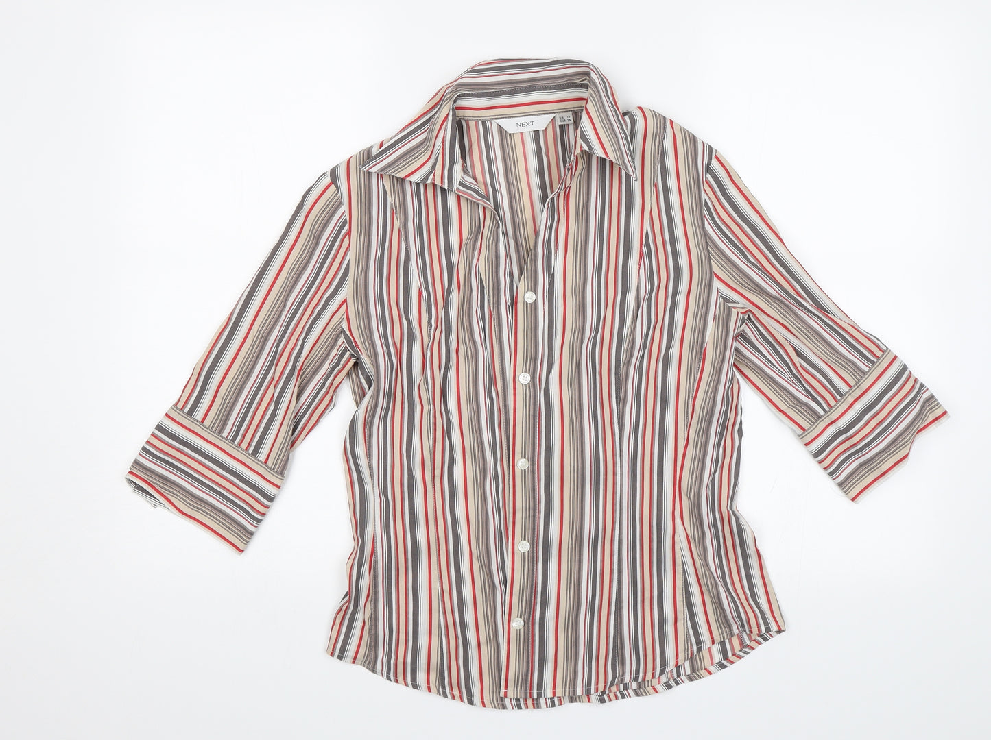 NEXT Womens Red Striped  Basic Button-Up Size 10