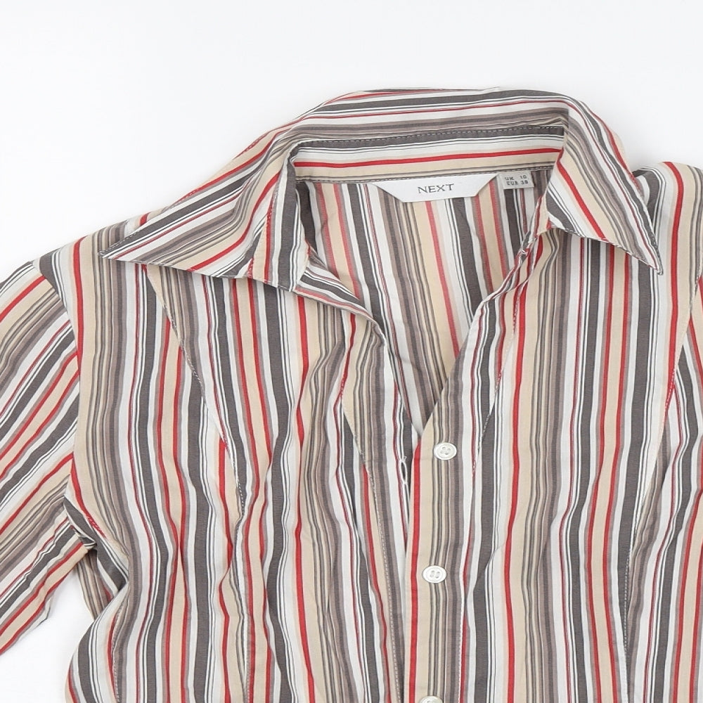 NEXT Womens Red Striped  Basic Button-Up Size 10
