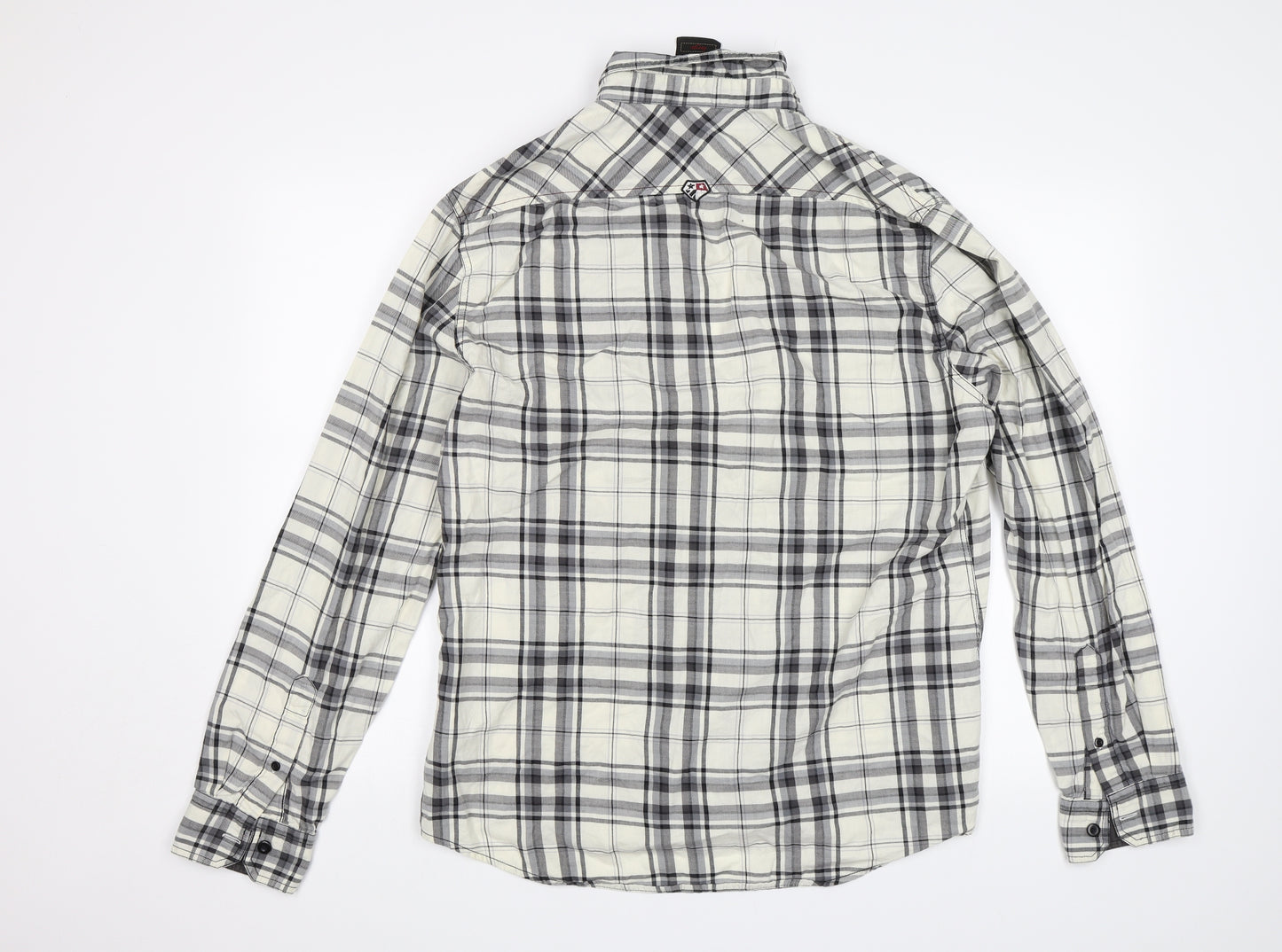 River Island Mens White Plaid   Button-Up Size L