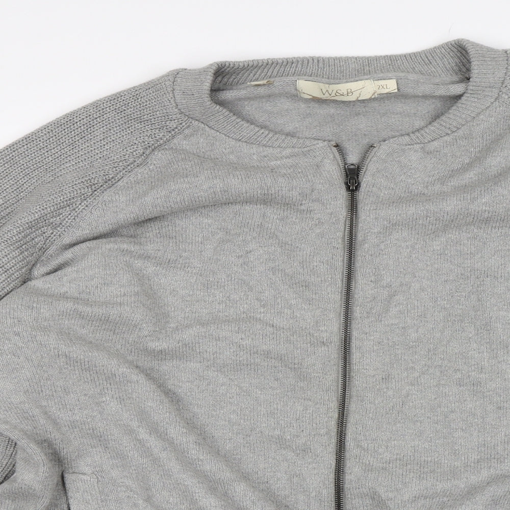 W&B Mens Grey   Full Zip Jumper Size 2XL