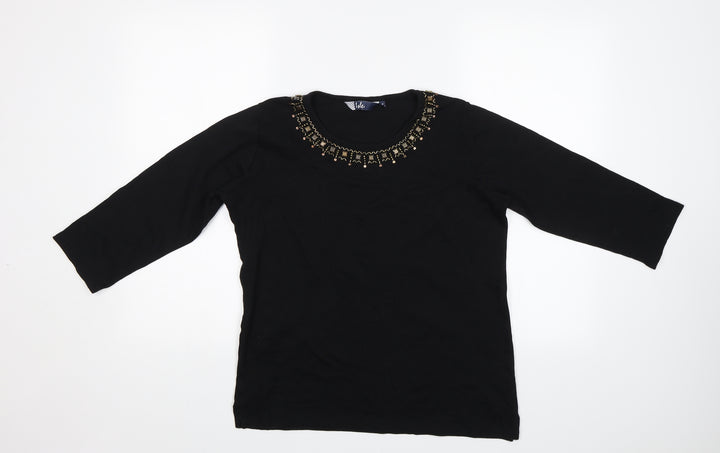 Isle Womens Black Basic Blouse Size M