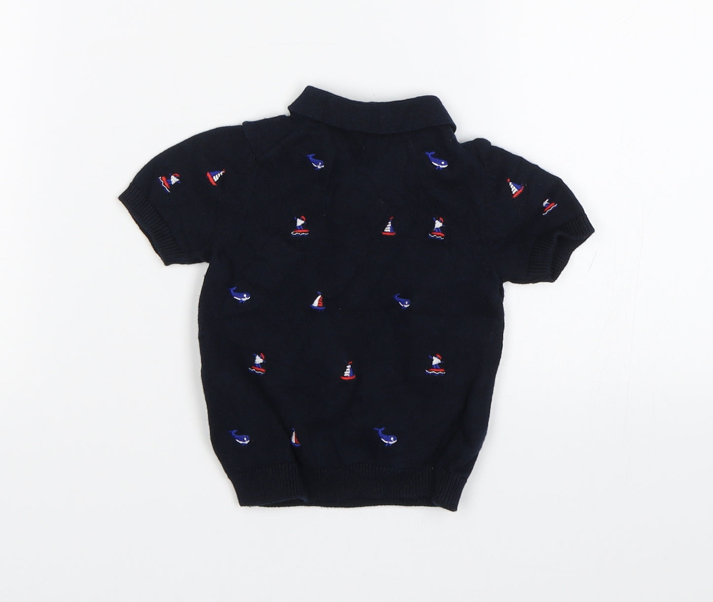 NEXT Baby Blue   Basic Polo Size 3-6 Months  - Sail Boats