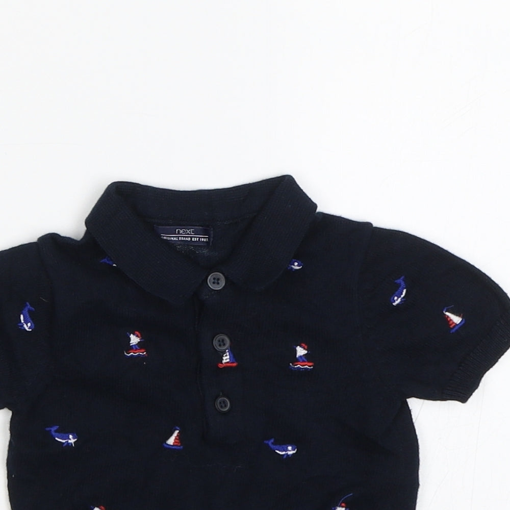 NEXT Baby Blue   Basic Polo Size 3-6 Months  - Sail Boats
