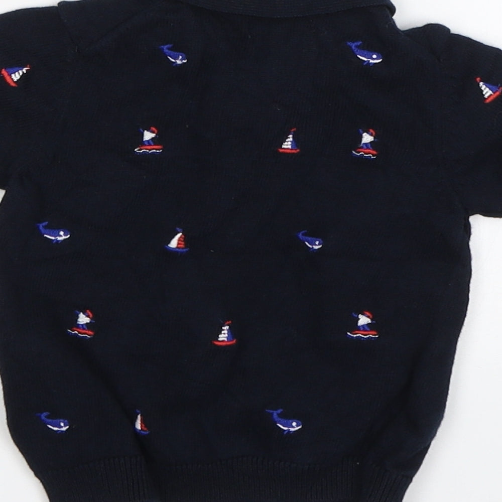 NEXT Baby Blue   Basic Polo Size 3-6 Months  - Sail Boats