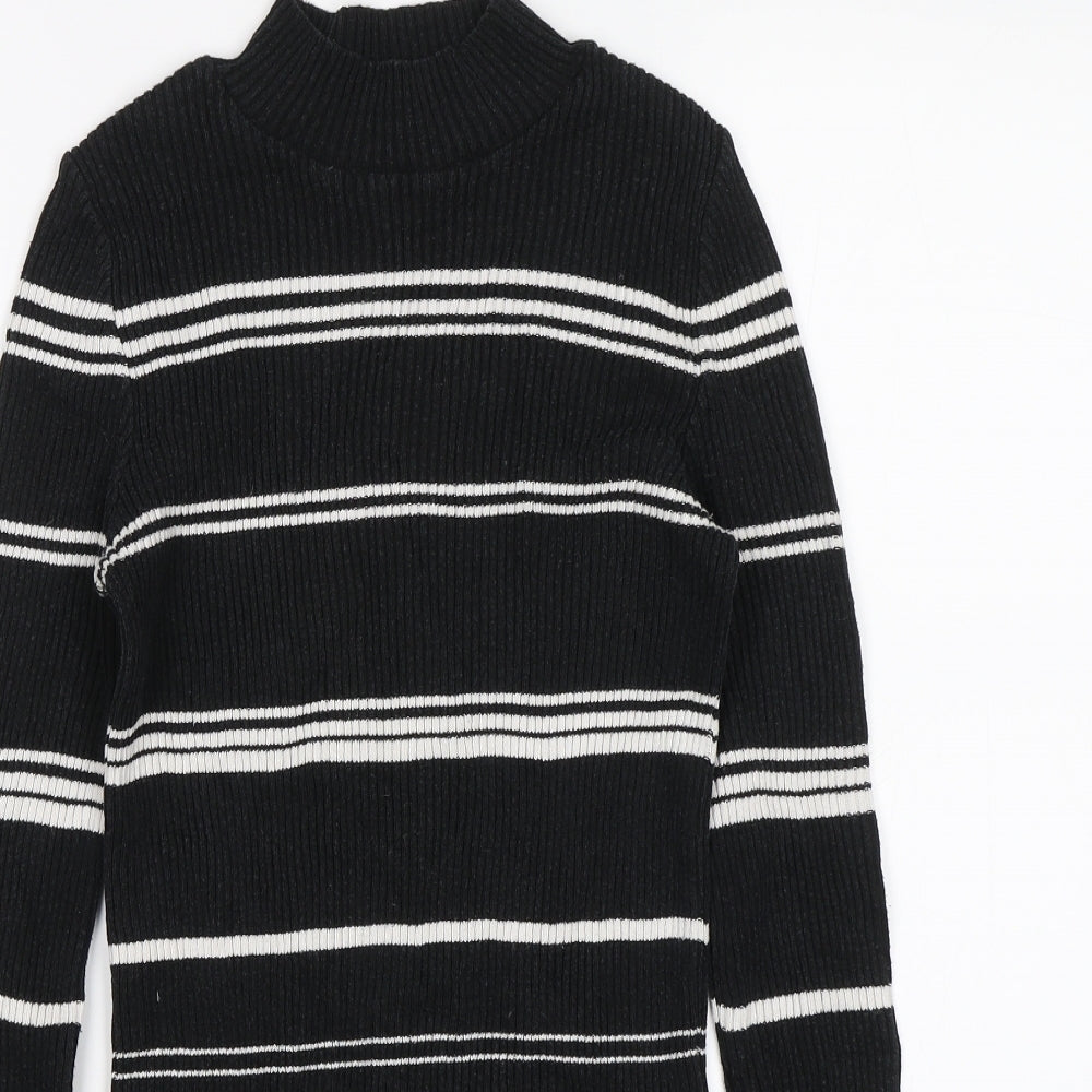 F&F Womens Black Striped  Pullover Jumper Size 10