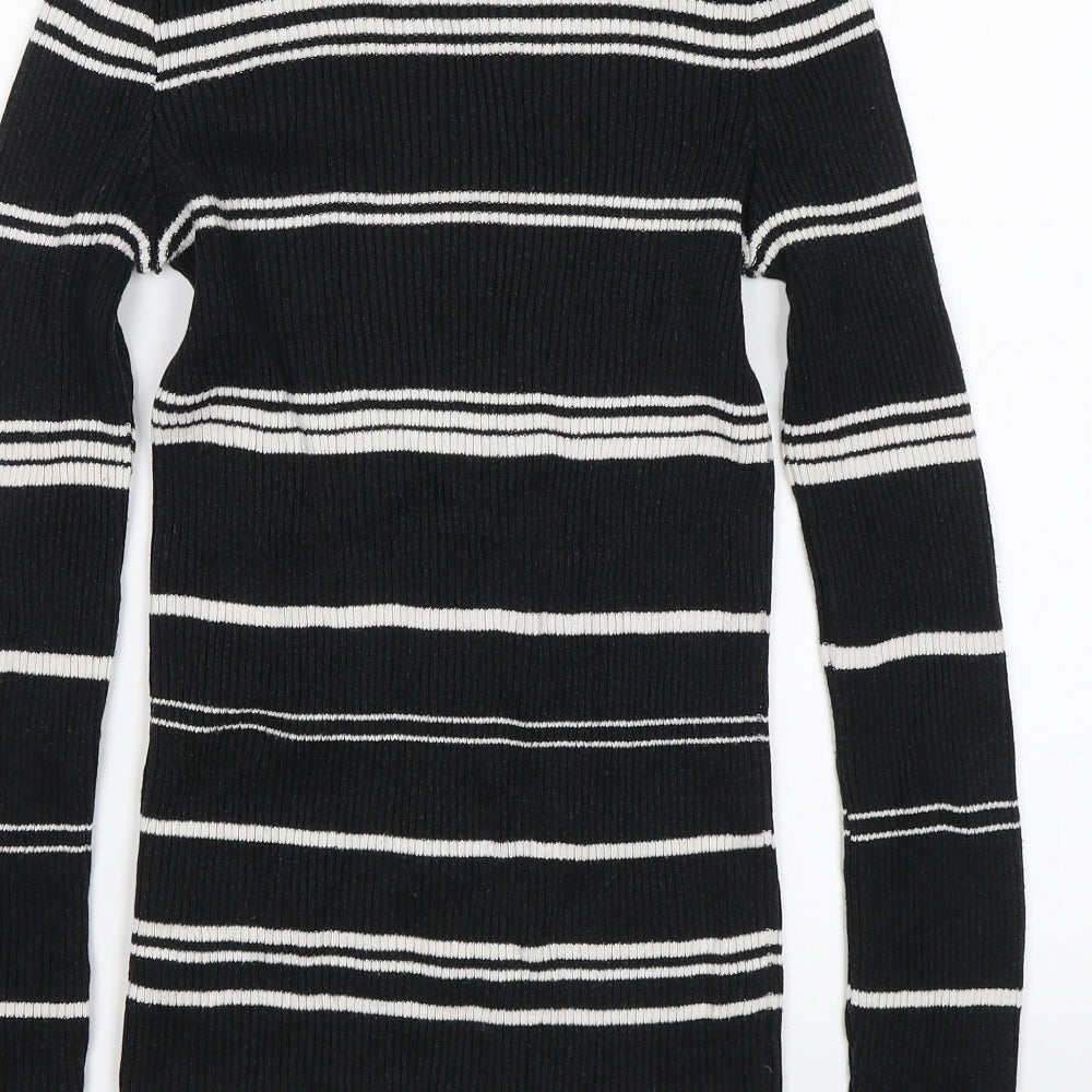 F&F Womens Black Striped  Pullover Jumper Size 10