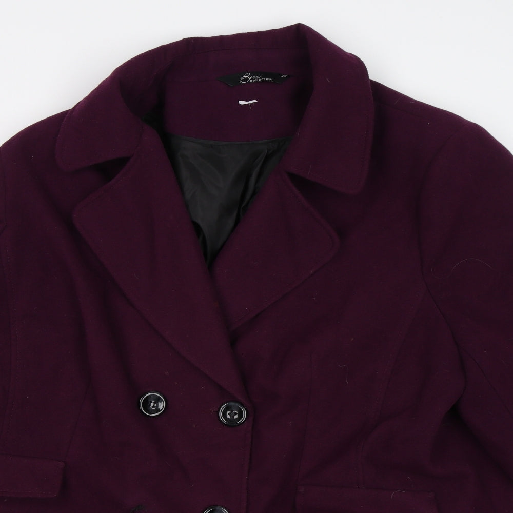 BM Collection Womens Purple   Pea Coat Jacket Size 22