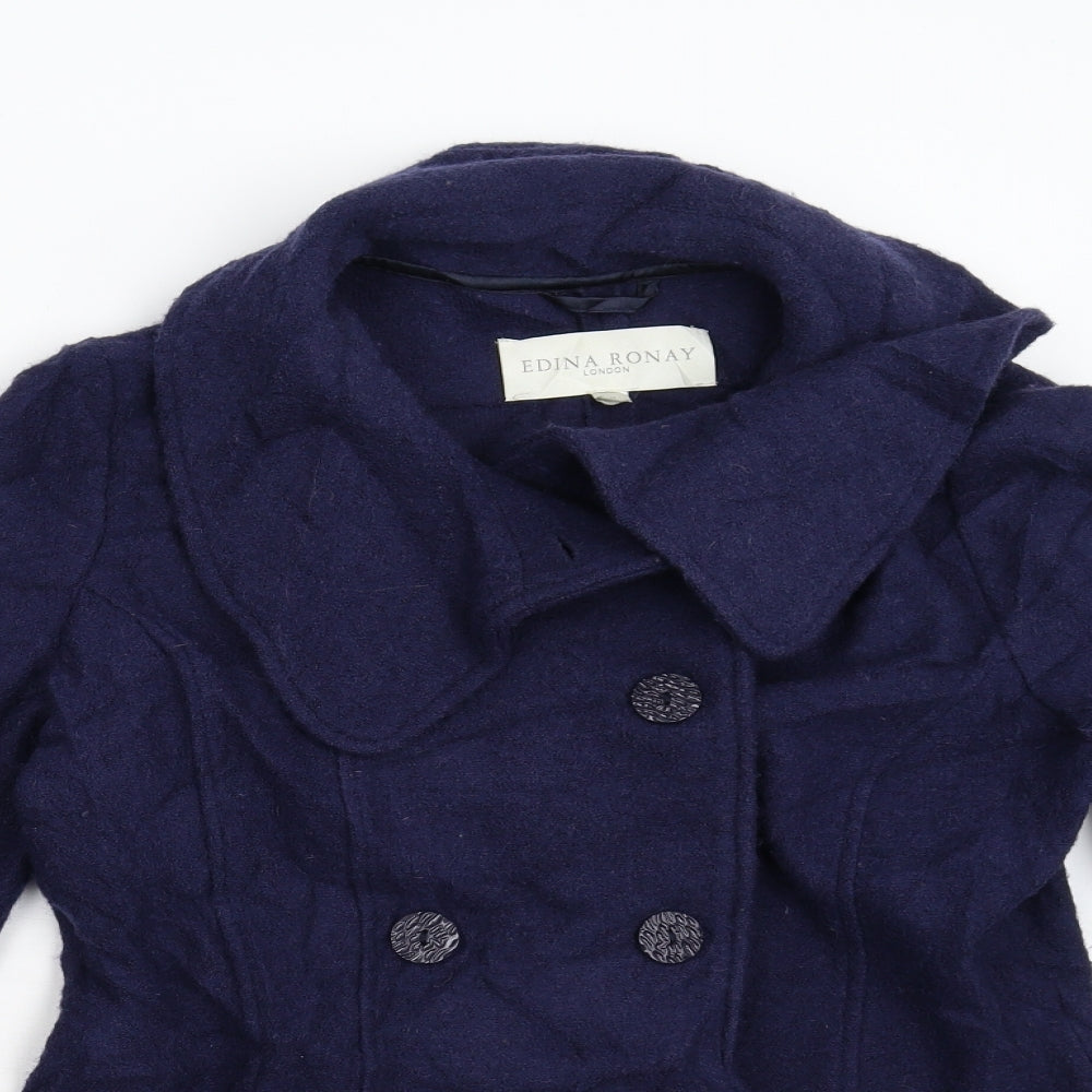 Edina Ronay Womens Blue   Overcoat Coat Size M
