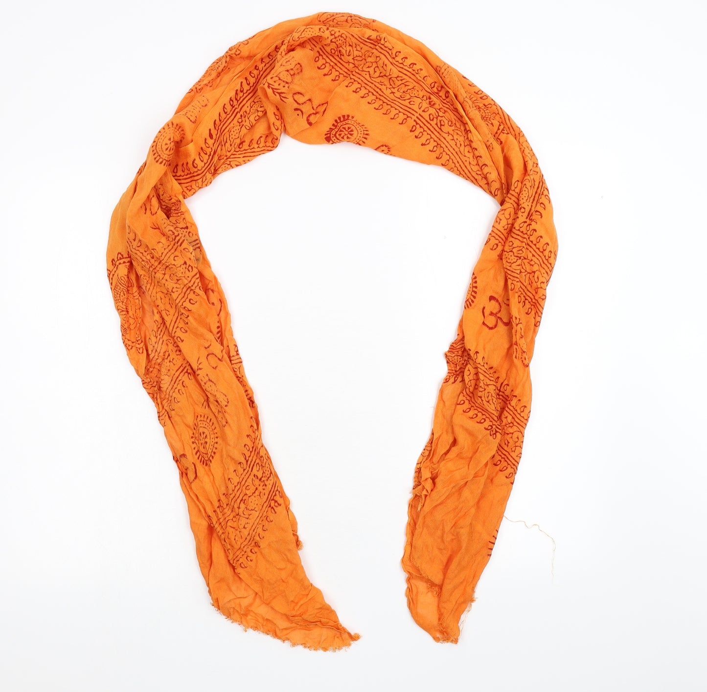 Preworn Womens Orange Geometric   Scarf