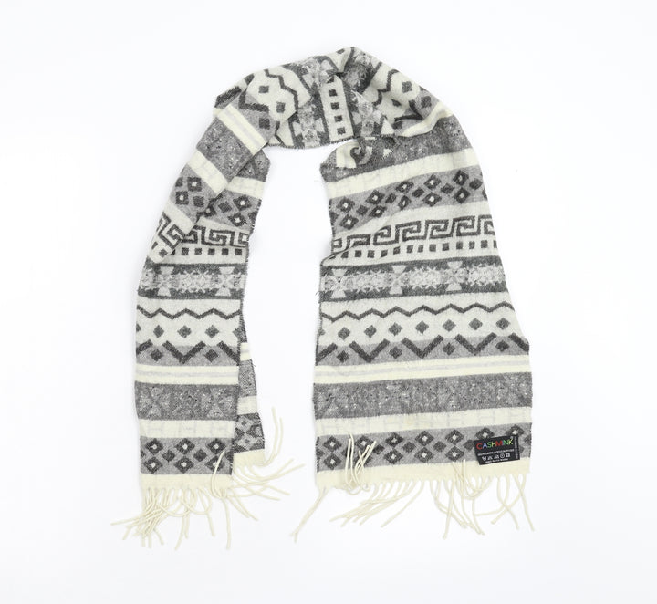 Cashmink Womens Grey Geometric Knit Scarf
