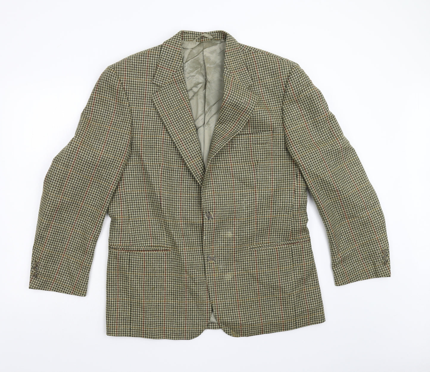 Wellington Mens Green Houndstooth Tweed Jacket Blazer Size 40  - Scottish Cheviot Cloth