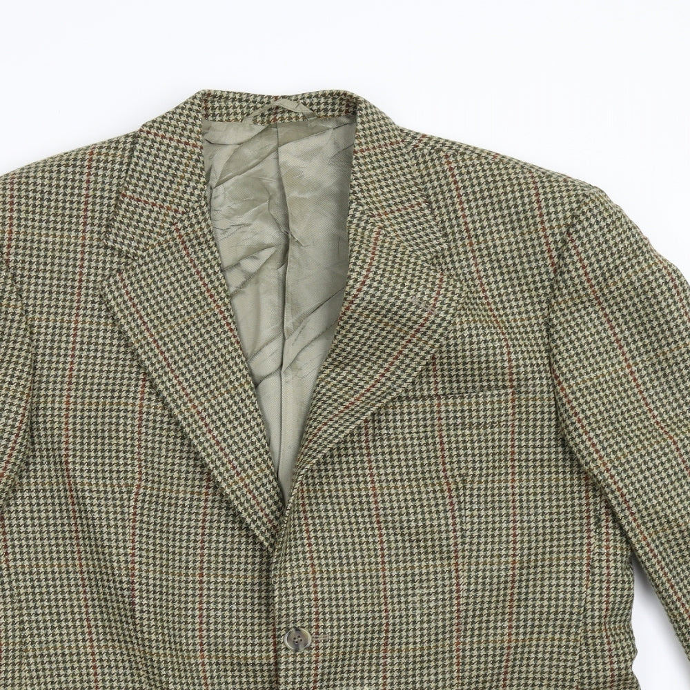 Wellington Mens Green Houndstooth Tweed Jacket Blazer Size 40  - Scottish Cheviot Cloth