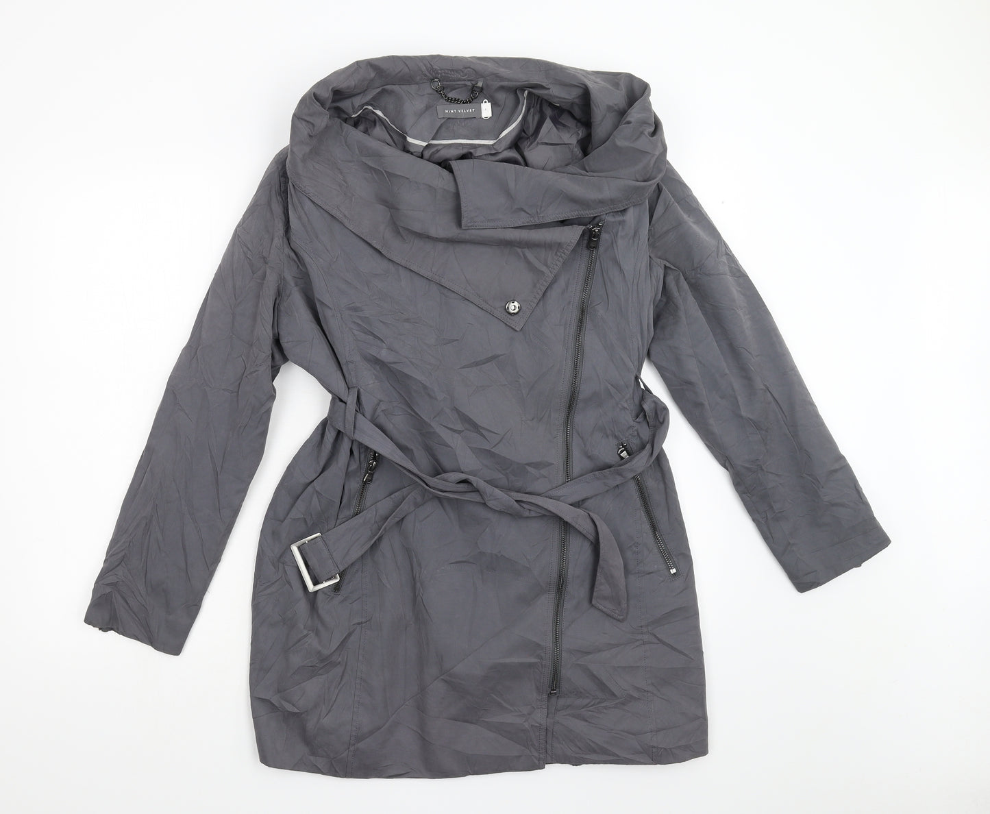 Mint Velvet Womens Grey   Trench Coat Jacket Size 14