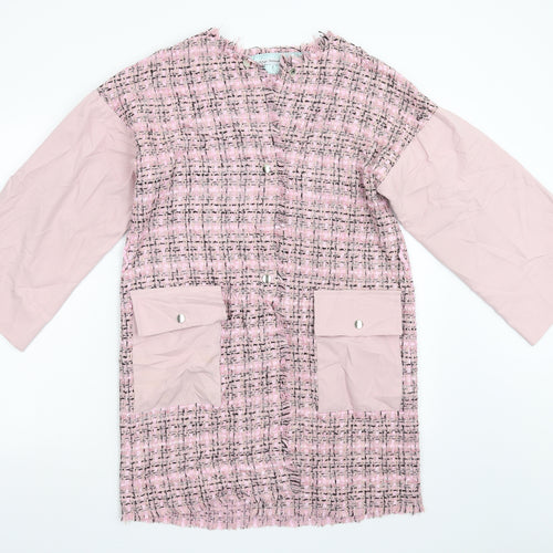 Liliya Stalmakova Womens Pink Check  Overcoat Coat Size L