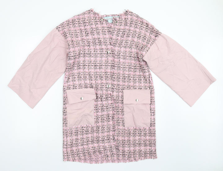 Liliya Stalmakova Womens Pink Check Overcoat Coat Size L