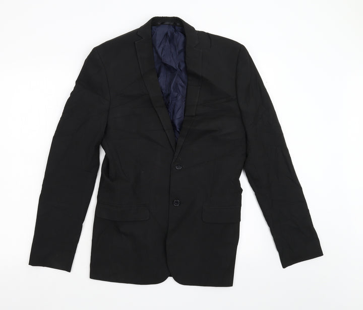 Red Herring Mens Black Jacket Blazer Size 36
