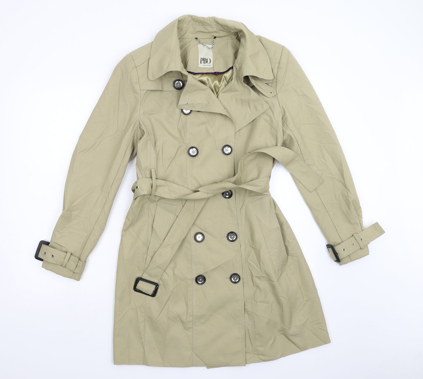 PBO Womens Gold   Trench Coat Coat Size 8