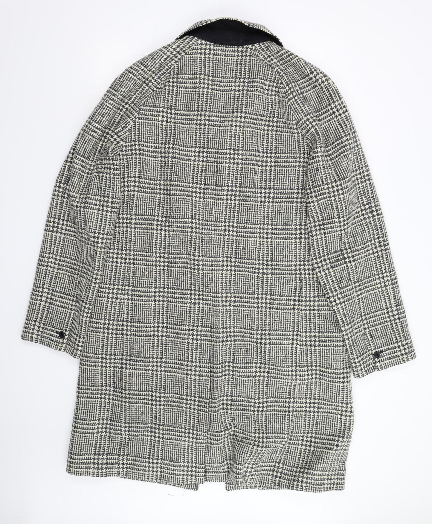 Molloy & Sons Mens Beige Houndstooth  Overcoat Coat Size 44  - Merino Wool